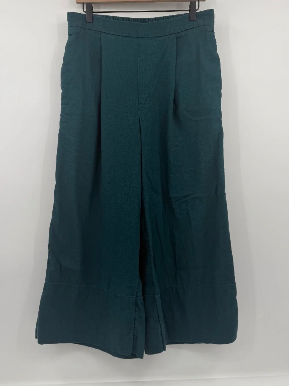 Banana Republic Pants Women Medium Green Wide Leg Cropped Linen Blend Pull On